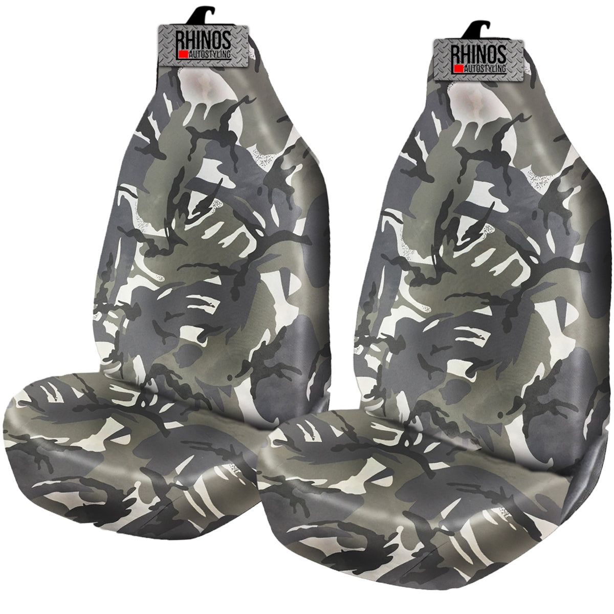 Tee's AutoShop Waterproof Seat Covers For Ford Transit Courier – Grey Camouflage 2 Fronts (Heavy Duty Nylon)