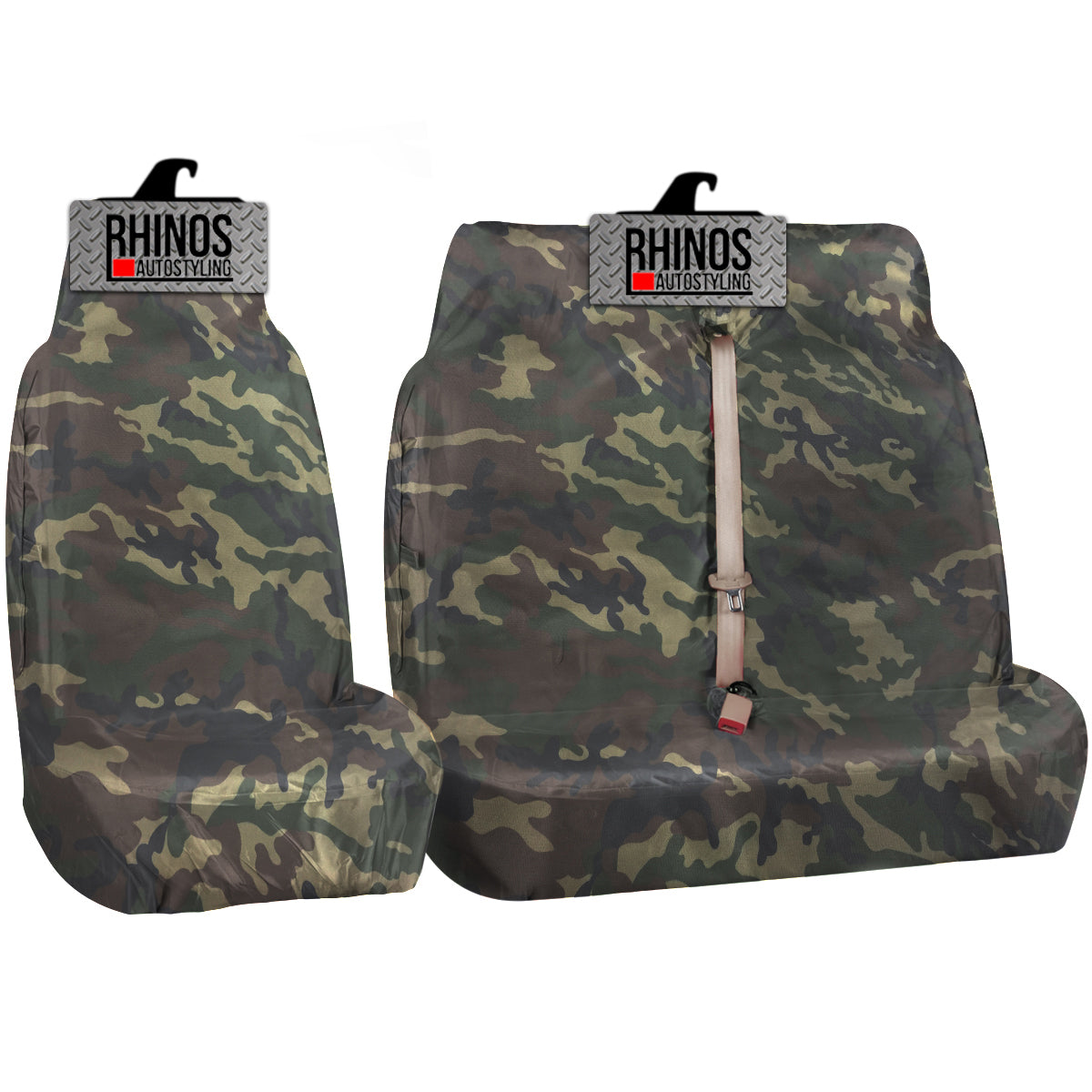 Heavy Duty Single and Double Passenger Van Seat Covers - 2+1 - Camo Blue