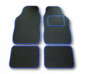 UNIVERSAL CAR FLOOR MATS BLACK WITH BLUE EDGING - 4 PIECE SET