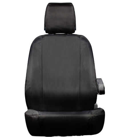 thumbnail image 2 of Quilted Leather Black Van Seat Covers – For Ford Transit Custom 2013-2023 – Front Set 2 of 6